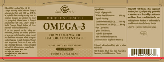 SOLGAR - Omega-3 Double Strength – 120 Softgels | One Life Health