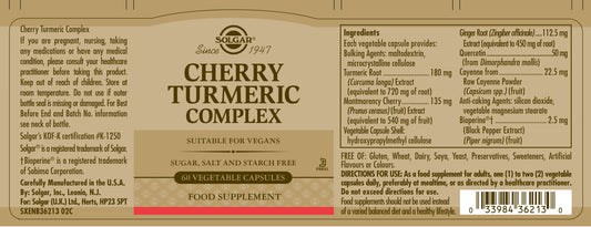 SOLGAR - Cherry Turmeric Complex Vegetable 60 Capsules | One Life Health