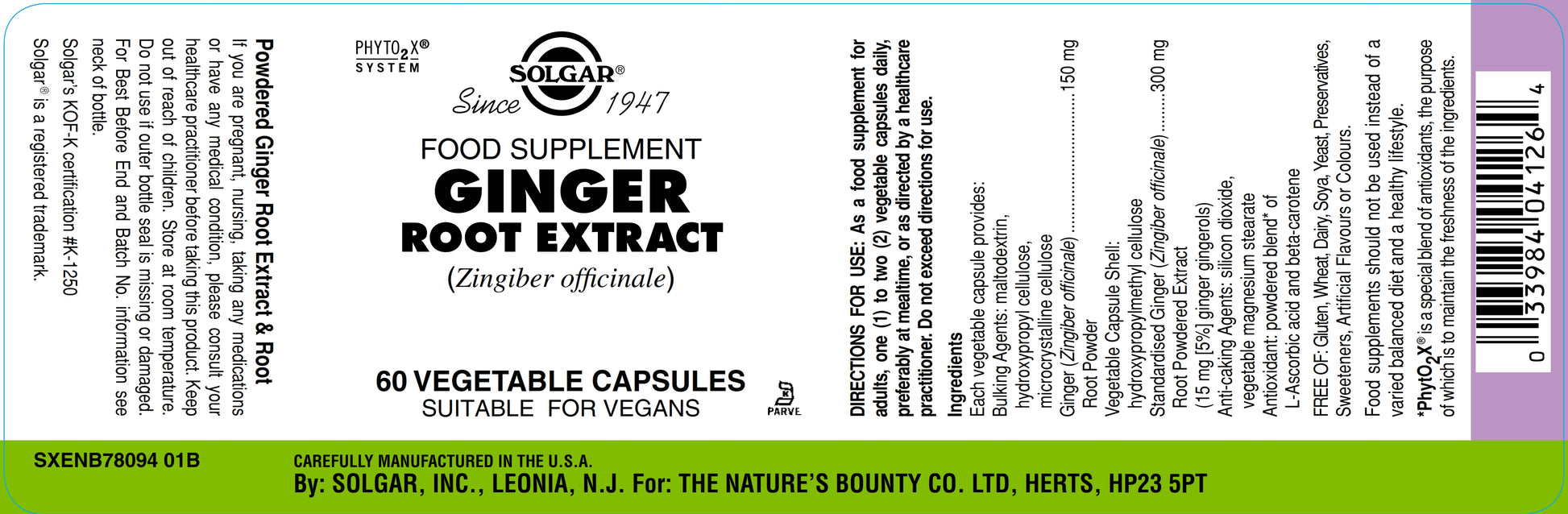SOLGAR - Ginger Root Extract – 60 Vegetable Capsules | One Life Health