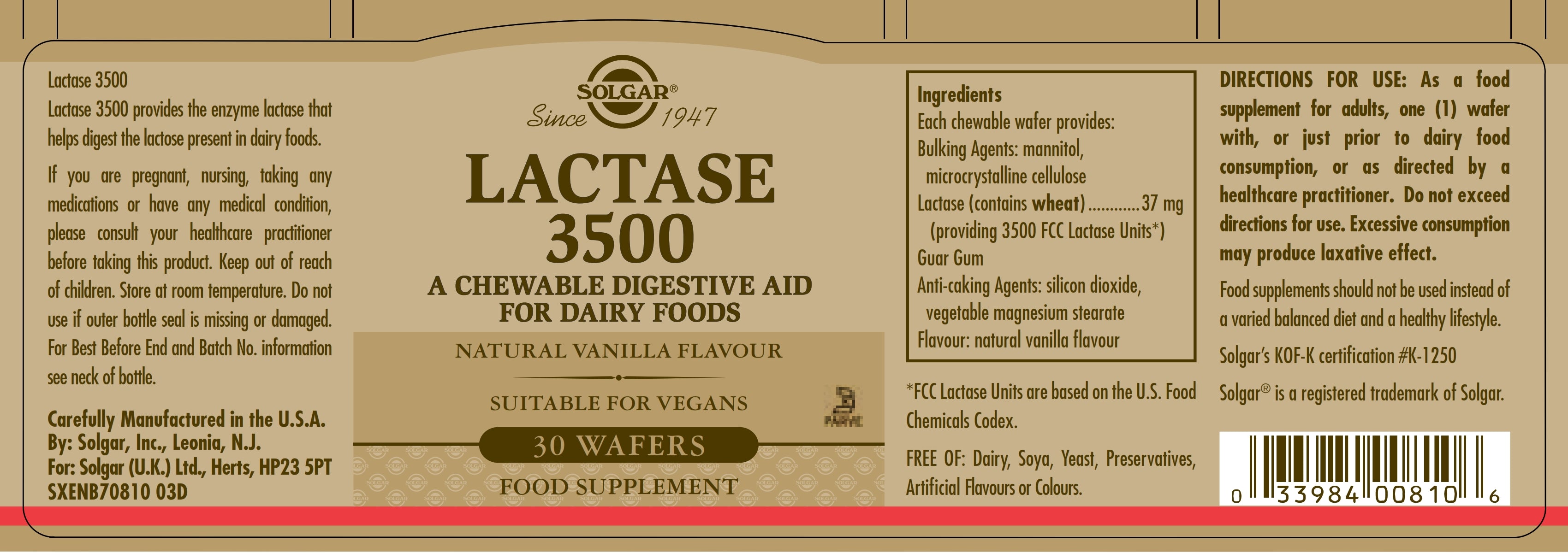 SOLGAR Lactase 3500 30 Wafers Onelifehealth solgar-lactase-3500-30-wafers-onelifehealth