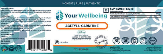 YOUR WELLBEING - Acetyl L-Carnitine 60 Capsules | One Life Health