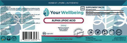 YOUR WELLBEING - Alpha Lipoic Acid 60 Capsules | One Life Health