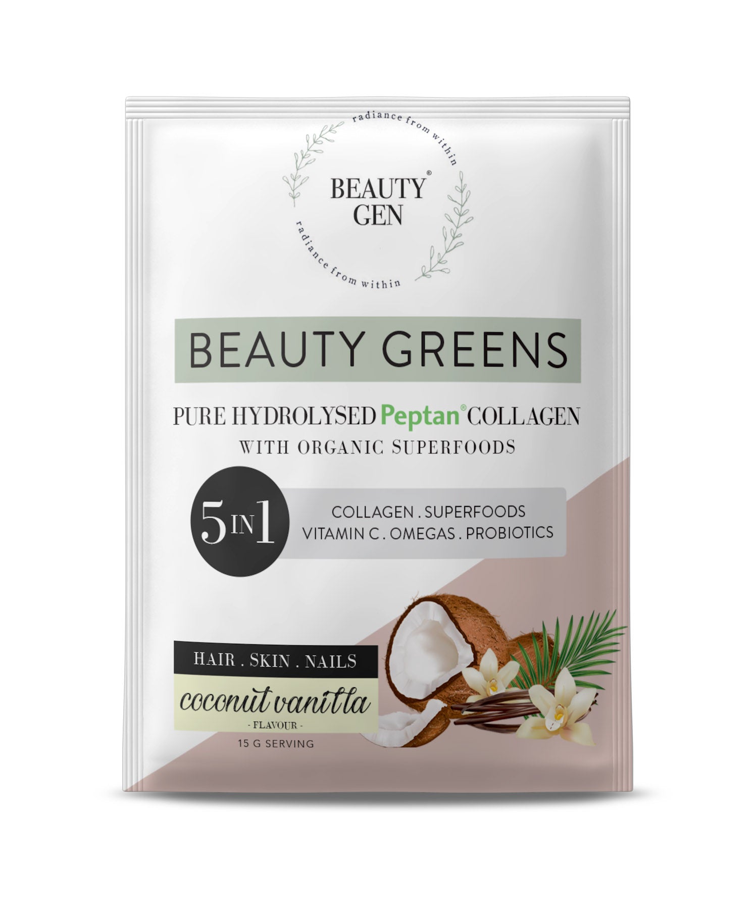 BEAUTY GREENS - Collagen Coconut Vanilla Sachets - 15g | One Life Health