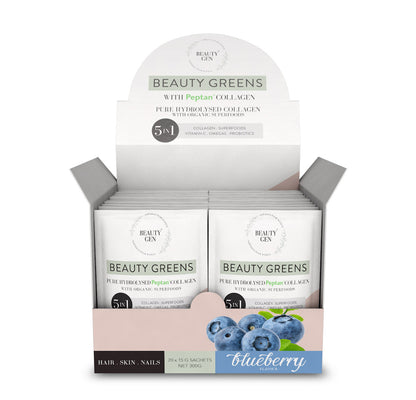 BEAUTY GREENS - Collagen Blueberry Sachets - 15g | One Life Health