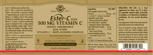 SOLGAR -  Ester-C Plus 500mg - 100 Capsules | One Life Health