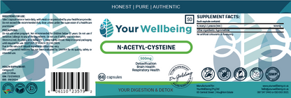 YOUR WELLBEING - N-Acetyl-Cysteine  60 Capsules | One Life Health