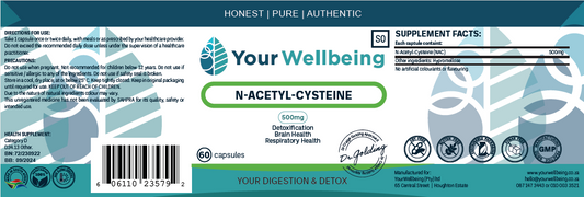 YOUR WELLBEING - N-Acetyl-Cysteine  60 Capsules | One Life Health