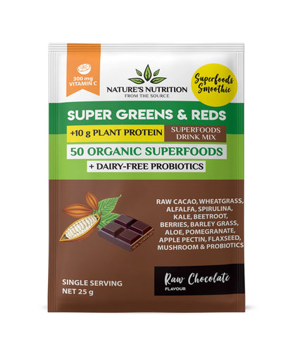 NATURE'S NUTRITION - Raw Chocolate Superfoods Drink Mix Sachets 25g | One Life Health