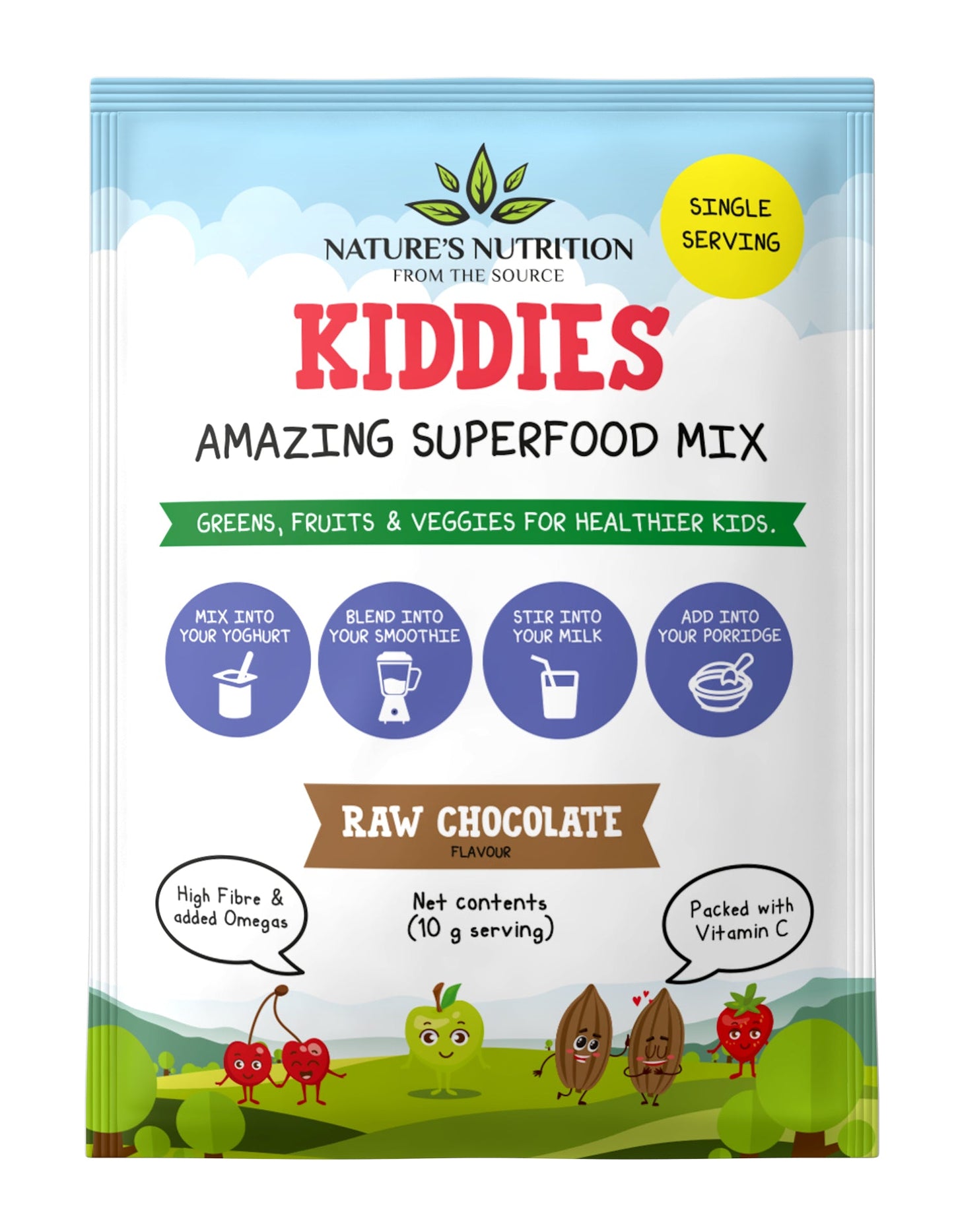 NATURE'S NUTRITION - Kiddies Superfoods Drink Mix Raw Chocolate Sachets | One Life Health