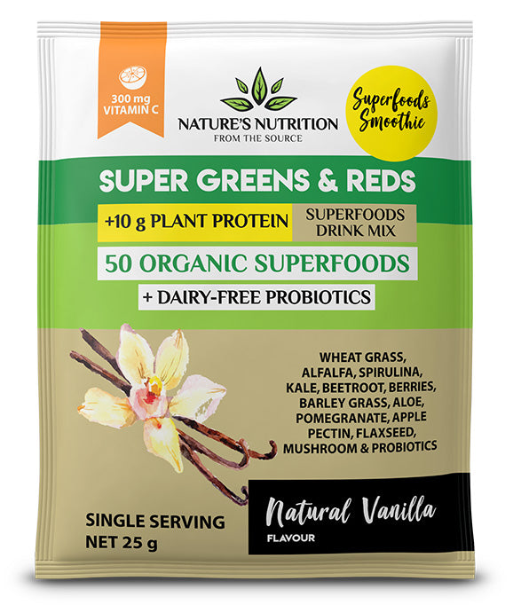 NATURE'S NUTRITION - Raw Vanilla Superfoods Drink Mix Sachets - 25g | One Life Health