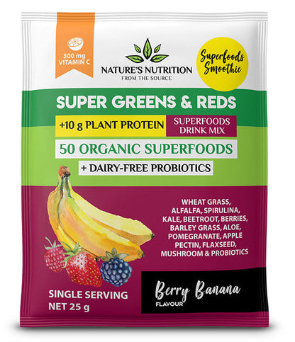 NATURE'S NUTRITION - Berry Banana Superfoods Drink Mix Sachets 25g | One Life Health