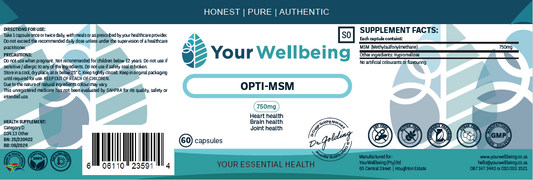 YOUR WELLBEING - Optimal-MSM 60 Capsules | One Life Health