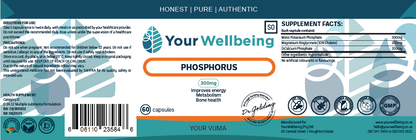 YOUR WELLBEING - Phosphorus Mineral 60 Capsules | One Life Health