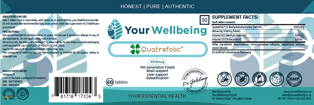 YOUR WELLBEING - Quatrefolic 60 Capsules | One Life Health