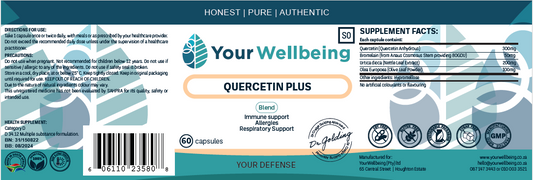 YOUR WELLBEING - Quercetin Plus 60 Capsules | One Life Health