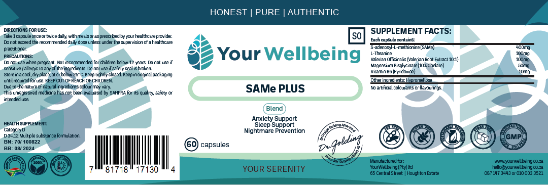 YOUR WELLBEING - SAMe Plus 60 Capsules | One Life Health