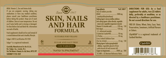 SOLGAR - Skin, Nails and Hair Formula – 120 Tablets | One Life Health