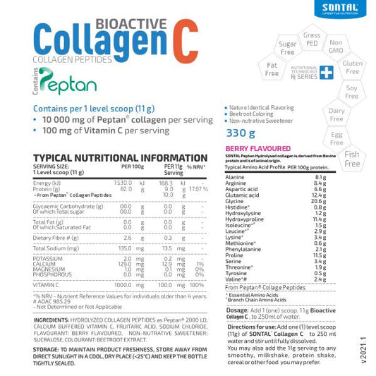 SONTAL - Peptan Collagen C Berry 330g | One Life Health