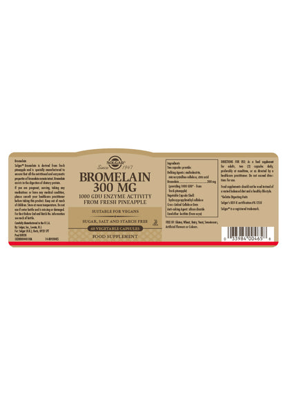 SOLGAR - Bromelain 300mg - 60 Capsules | One Life Health