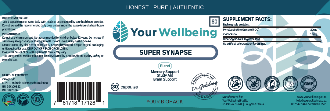 YOUR WELLBEING - Super Synapse - 30 Capsules | One Life Health