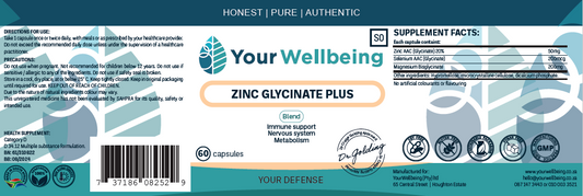 YOUR WELLBEING - Zinc Glycinate Plus 60 Capsules | One Life Health