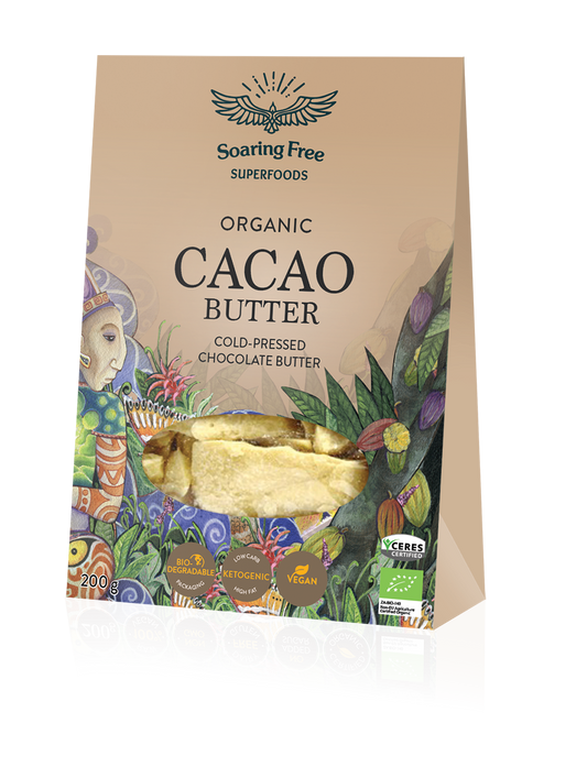 SOARING FREE SUPERFOODS - Cacao Butter, Organic, Raw  200g | One Life Health