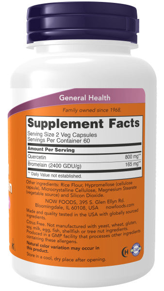 NOW® - Quercetin With Bromelain - 120 Veg Capsules | One Life Health
