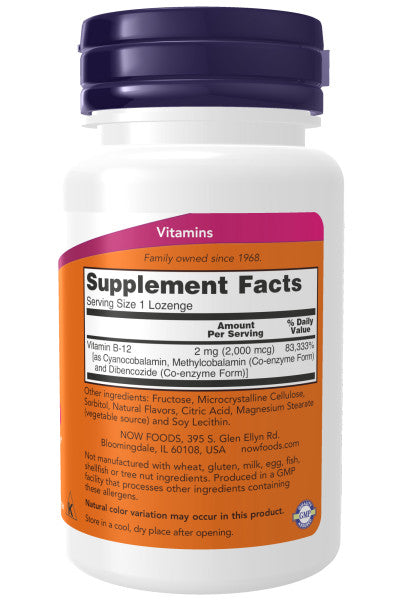 NOW®  - Vitamin B-12 2,000 mcg - 100 Lozenges | One Life Health