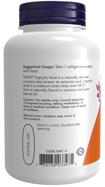NOW®  - Caprylic Acid 600 mg - 100 Softgels | One Life Health