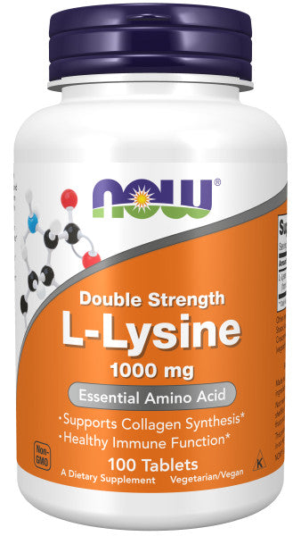 NOW®  - L-Lysine, Double Strength 1000 mg - 100 Tablets | One Life Health