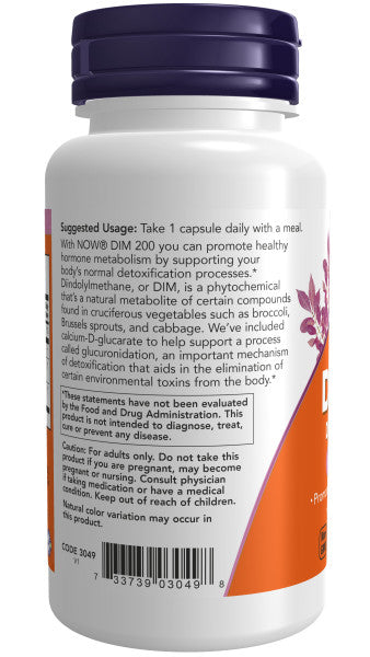 NOW®  - DIM 200 Diindolylmethane - 90 Veg Capsules | One Life Health