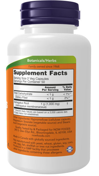 NOW® - Astragalus 500 mg - 100 Veg Capsules | One Life Health