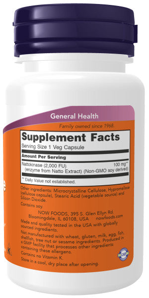 NOW®  - Nattokinase 100 mg - 60 Veg Capsules | One Life Health