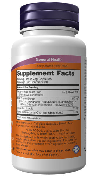 NOW®  - Red Yeast Rice 600 mg With CoQ10 30 mg - 60 Veg Capsules | One Life Health