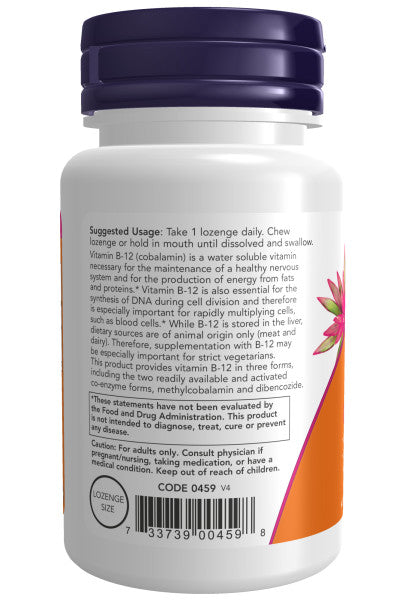 NOW®  - Vitamin B-12 2,000 mcg - 100 Lozenges | One Life Health