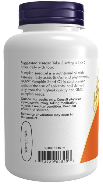 NOW®  - Pumpkin Seed Oil 1000 mg - 100 Softgels | One Life Health