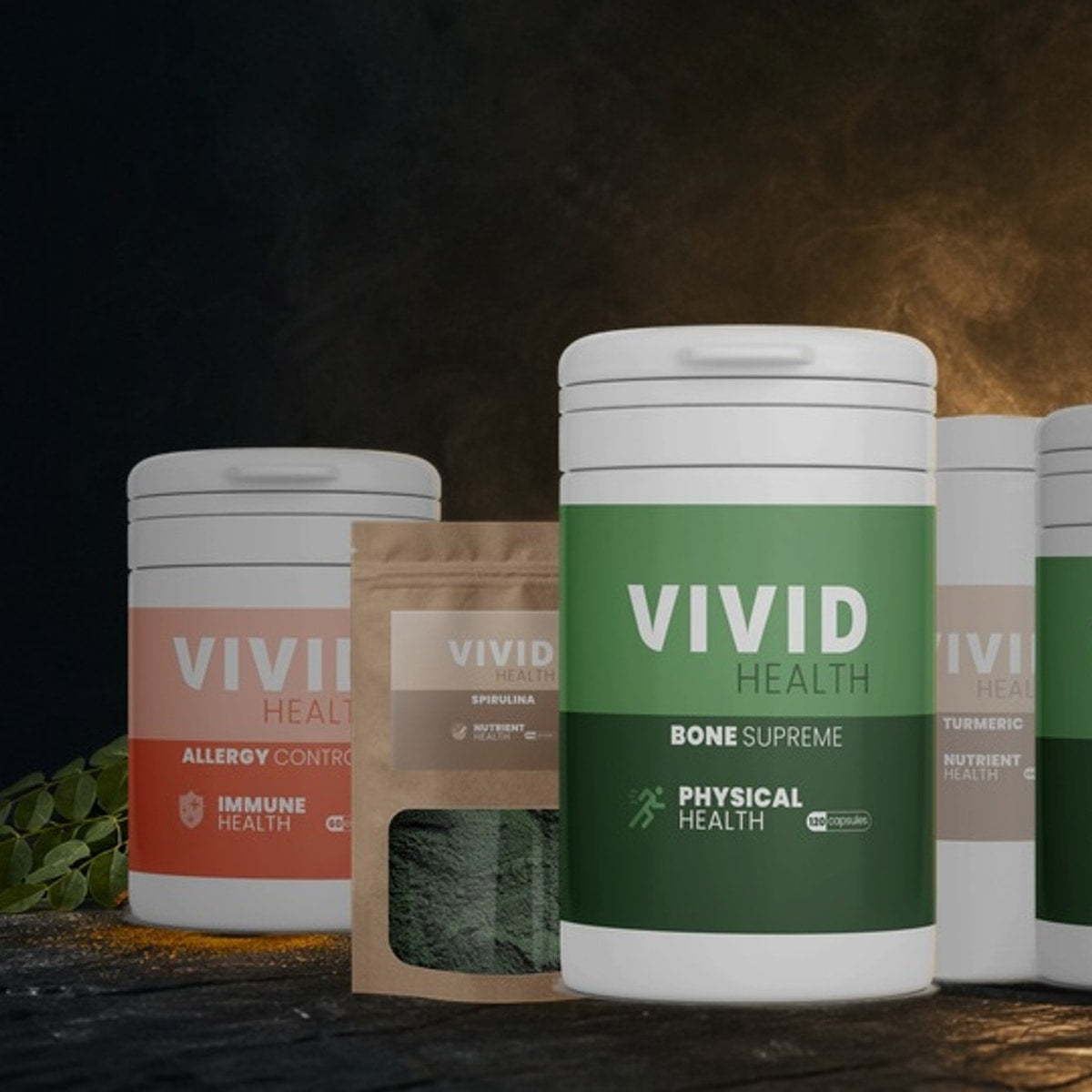 Vivid Health product range studio still life